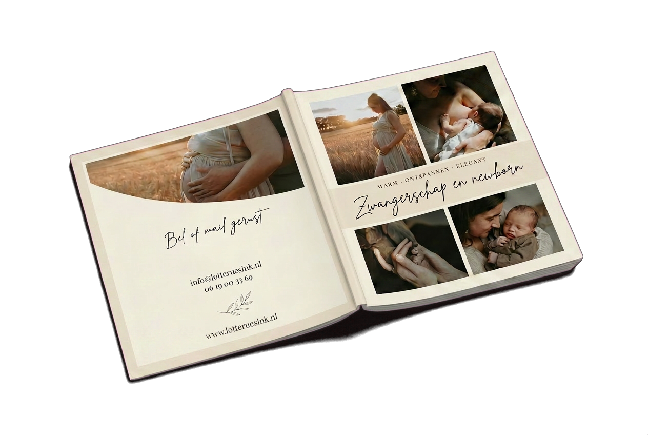 Mockup van de brochure zwangerschap en newborn